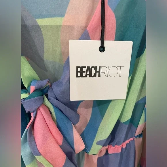 NWT Beach Riot Shiloh Printed Long Sleeve Swimsuit Coverup Maxi Dress - Picture 7 of 10